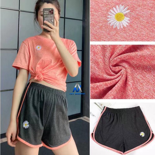 Bộ Thể Thao Nữ Cộc Tay Mùa Hè Hoạ Tiết Hoa Cúc Freesize