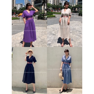Váy linen thêu thổ cẩm,đi làm,dạo phố,đi biển-Hàng thiết kế