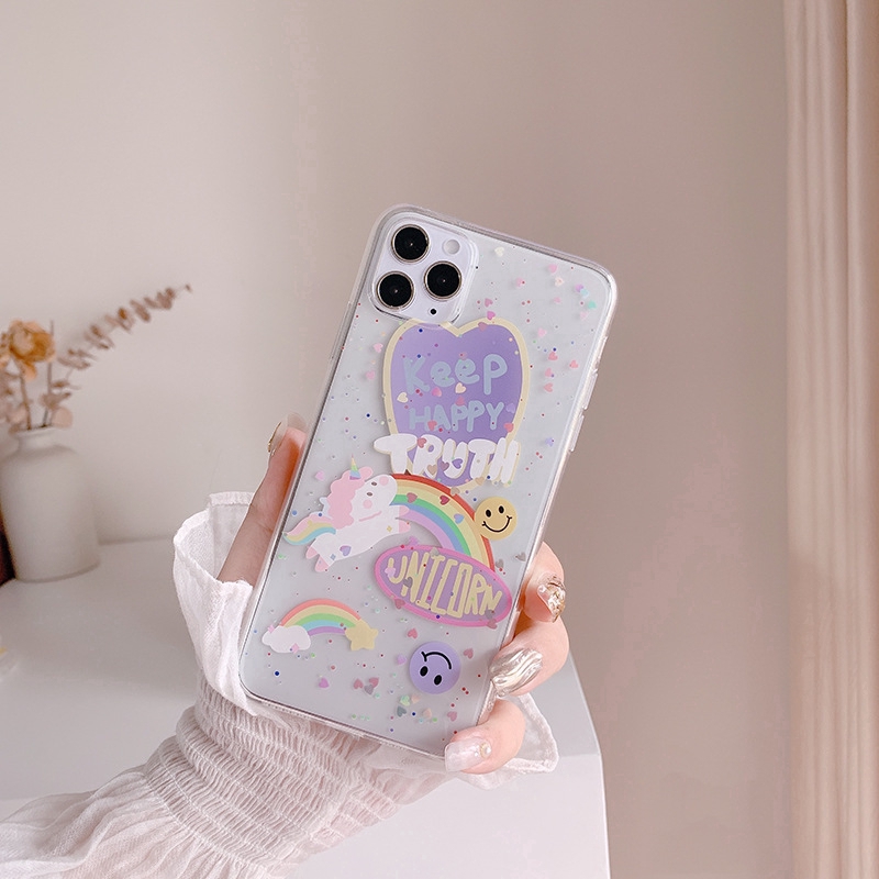 Ốp điện thoại silicone TPU họa tiết mặt cười cầu vồng cho iPhone11/11Pro 11pro Max X XR XS XS MAX 7 8 plus SE