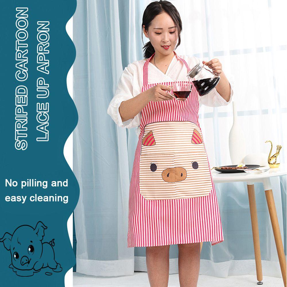 CONOPERY Tạp Dề Nấu Ăn Bằng Polyester Chống Nước Chống Dầu In Hình Heo Hoạt Hình Cho Nhà Bếp