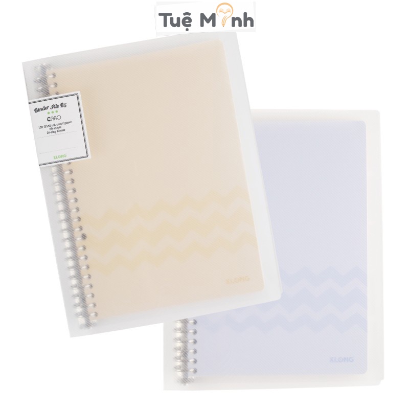 Sổ còng sắt Klong 80 tờ caro B5 [Chọn Màu] Ms 550 kèm 5 tab bìa phân trang 26 chấu, file binder derefill giấy