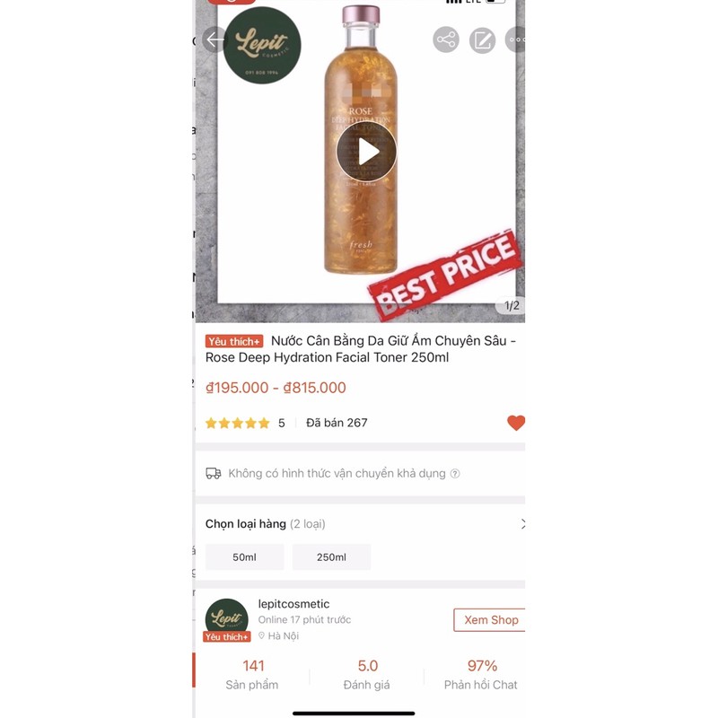 Nước Cân Bằng Da Giữ Ẩm Chuyên Sâu - Toner Fresh Rose Deep Hydration Facial | BigBuy360 - bigbuy360.vn