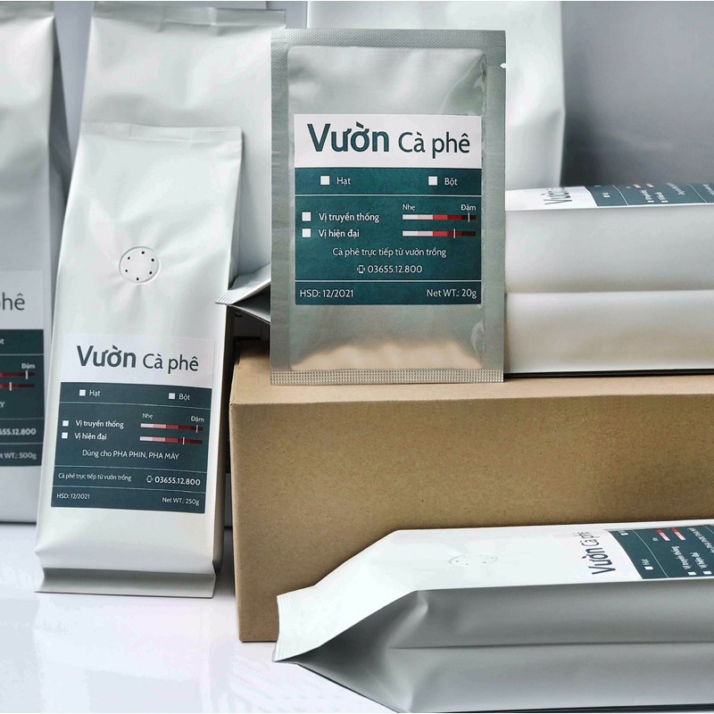 500G Cà phê VỊ HIỆN ĐẠI, Arabica phối hợp Robusta rang xay nguyên chất, pha phin pha máy Vườn Cà phê