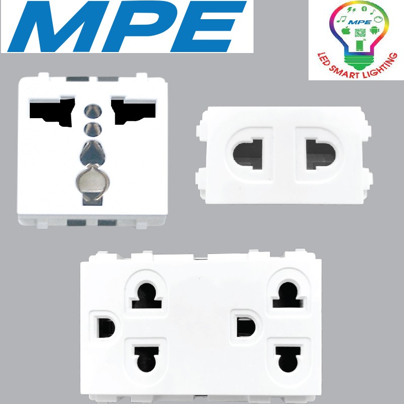 HẠT Ổ CẮM ĐÔI 3 BA CHẤU, Ổ CẮM 2 CHẤU CÓ MÀN CHE A6UES2 A60, S60, A50 MPE GIÁ RẺ