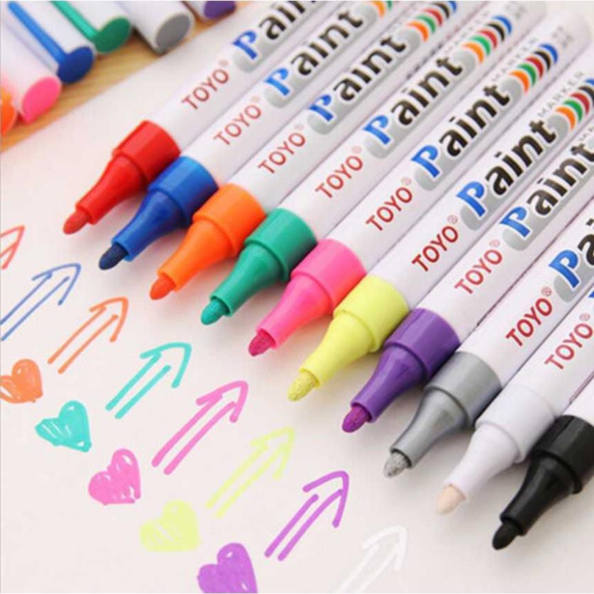 Bút Sơn Toyo Paint Marker - Trang Trí, Vẽ Ký Hiệu Lốp ôtô, Xe Máy, Xe Đạp/ Vẽ Bề Mặt Gỗ, Kim Loại, Nhôm, Kính...