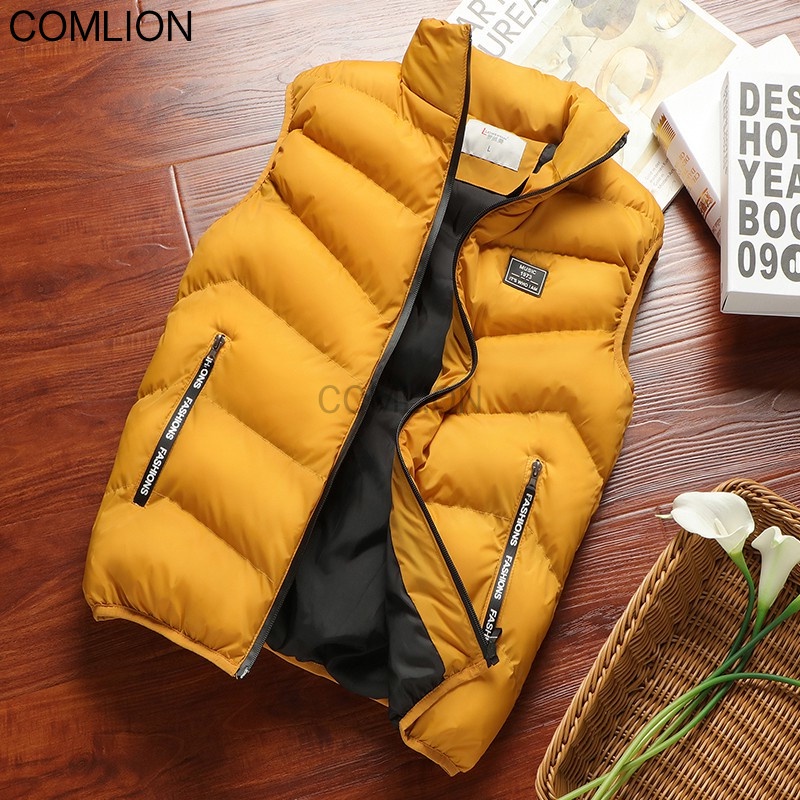 Áo Khoác Phao Cotton Sát Nách Cổ Đứng Màu Đen Giữ Ấm Size Lớn M-8xl Cho Nam