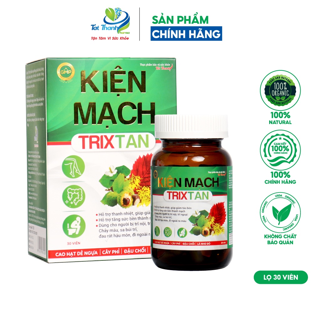 Viên uống Kiện Mạch Trixtan Tất Thành Pharma ngừa táo bón giảm trĩ 30 viên