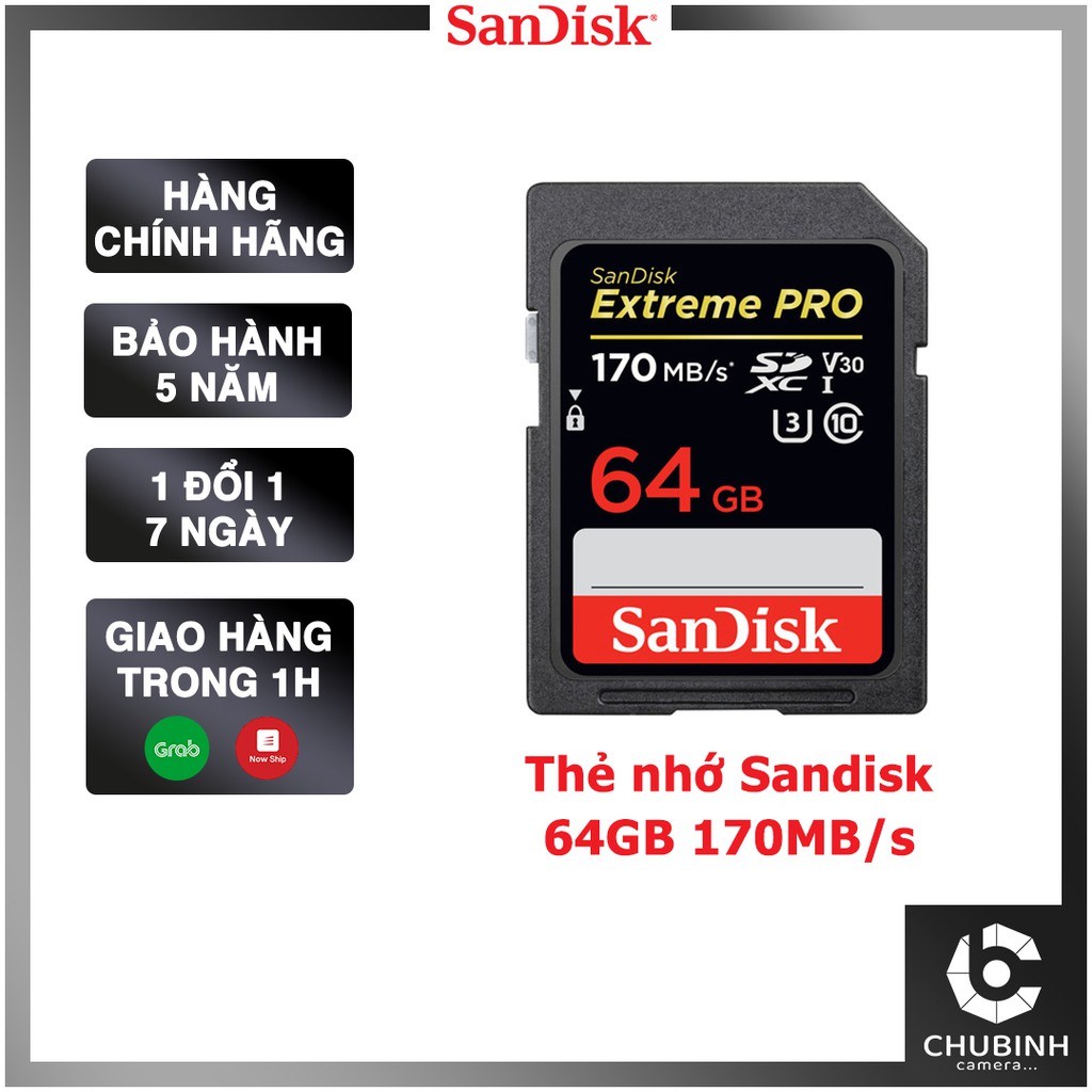 Thẻ Nhớ SanDisk 64GB 170MB/s (Extreme Pro SDXC) | Chính Hãng | BigBuy360 - bigbuy360.vn