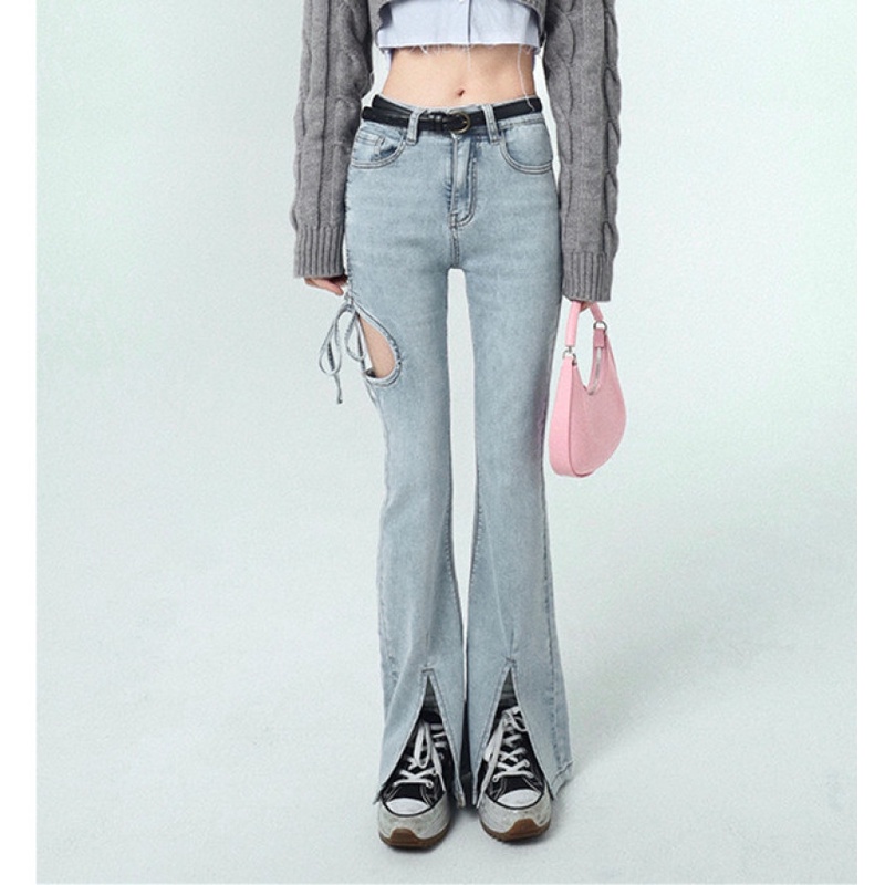 Quần Jean Ống Rộng Lưng Cao Thời Trang Mùa Hè Quyến Rũ Dễ Phối Đồ Cho Nữ