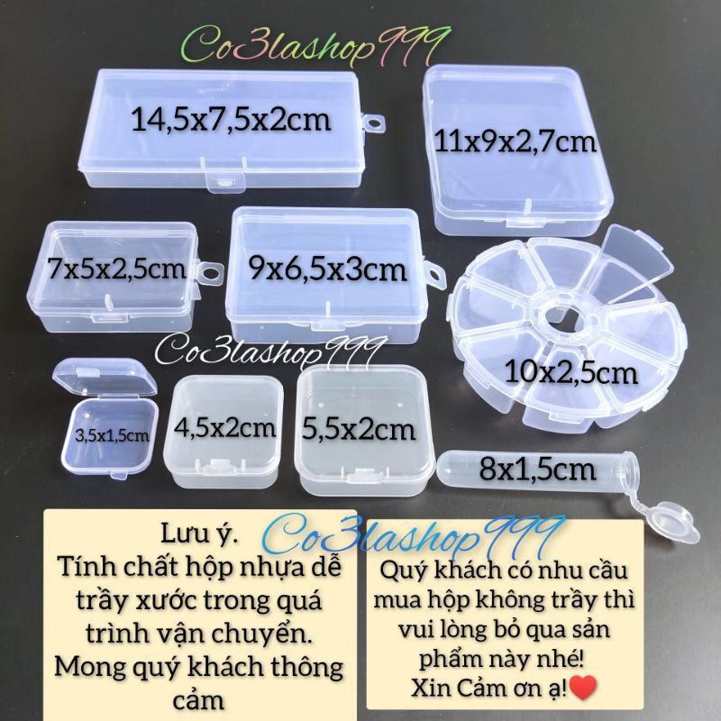 Sỉ 100 hoặc 200 hộp mini trong suốt tùy phân loại HÀNG KHÔNG BAO BÌ đựng phụ kiện.