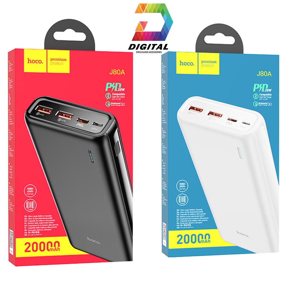 Pin Dự Phòng Hoco J80A 20000mAh Chính Hãng Hỗ Trợ Sạc Nhanh 22.5W