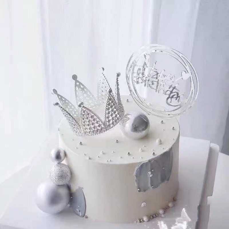 Vương miện vàng đồng nhựa đính hột 6 canh trang trí bánh kem HPBD M02