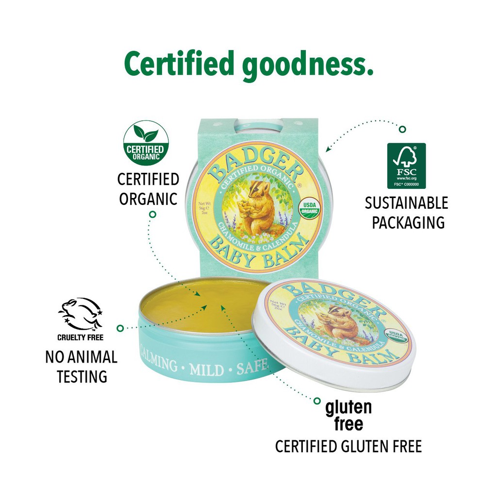 Sáp dưỡng da hữu cơ cho bé (Organic Baby Balm) - Badger - 56g - HCMShop