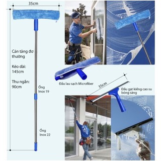 BỘ LAU KÍNH INOX CAO CẤP 2M,Chuyên dùng cho gia đình- trường học, cây nối dài 2m
