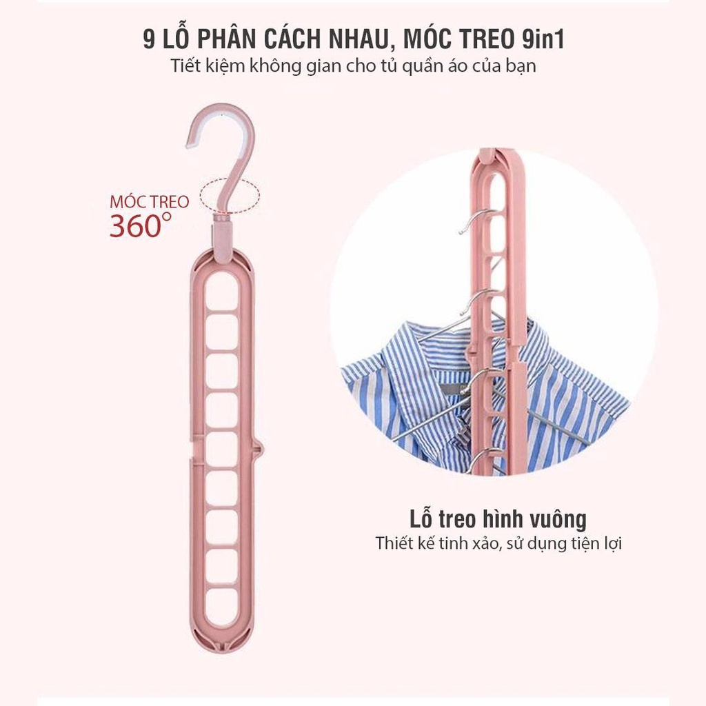 Mắc treo quần áo đa năng, móc treo đồ thông minh 9 lỗ KHO SỈ MB