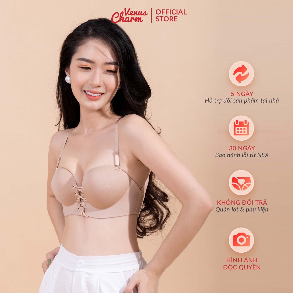 Áo quây ngực su đúc rút dây Venus Charm quai lưng trong suốt đệm siêu nâng đẩy 2902