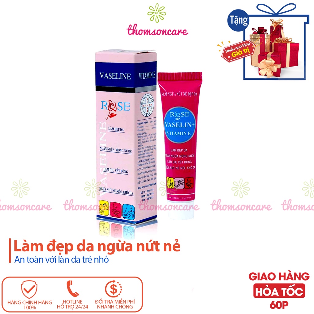 Vaseline Rose làm đẹp da - Ngăn ngừa nứt nẻ, khô da - Làm dịu vết bỏng Chính hãng