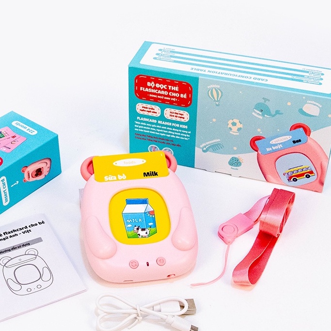 Máy Đọc Thẻ Flashcard Tiếng Anh Việt Song Ngữ 224 từ vựng cho bé - LANA QUEEN
