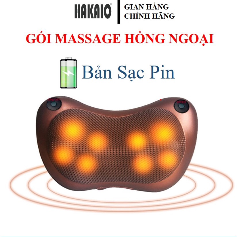 Gối Massage HAKAIO sạc pin Bảo hành 5 NĂM mát xa Vai Gáy 8 Bi Hồng Ngoại thumbnail