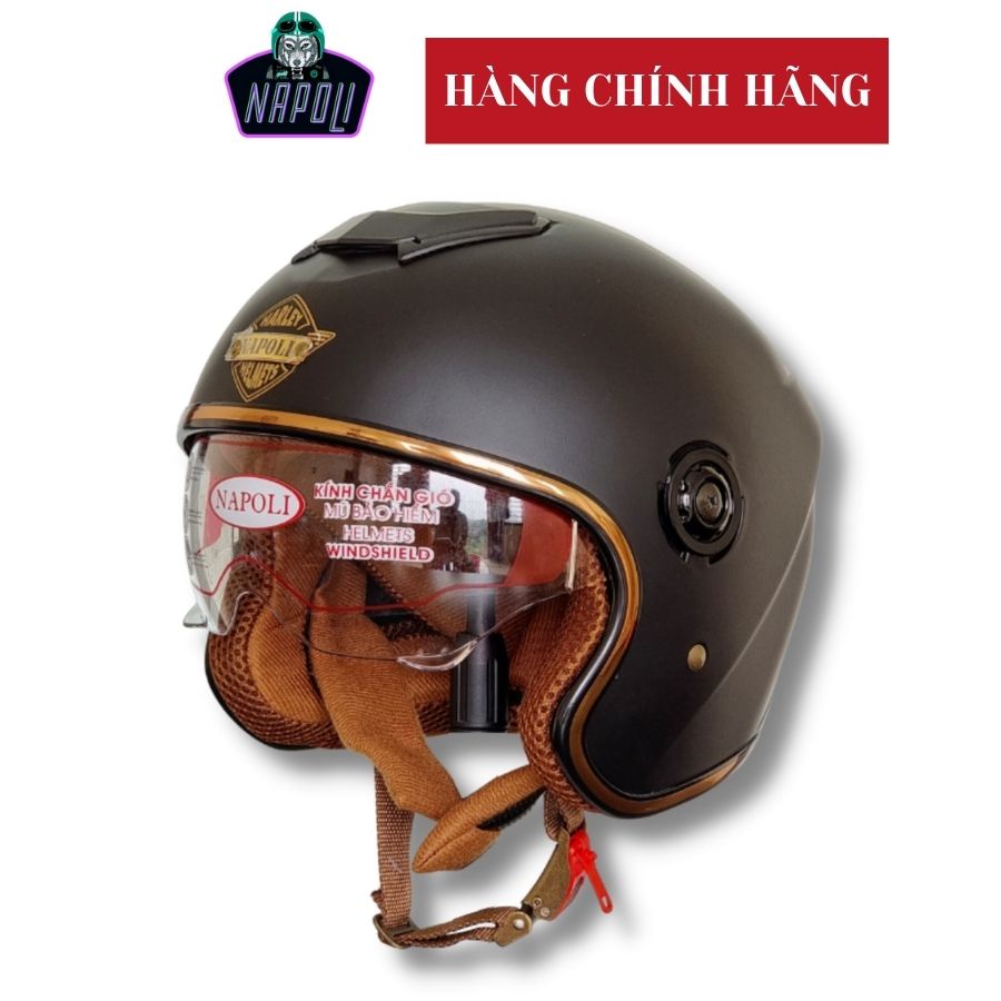 Mũ bảo hiểm 3/4 đầu có kính âm cao cấp N125 Napoli dành cho nam,nữ loại có kính giấu,đủ màu,bảo hành 12 tháng