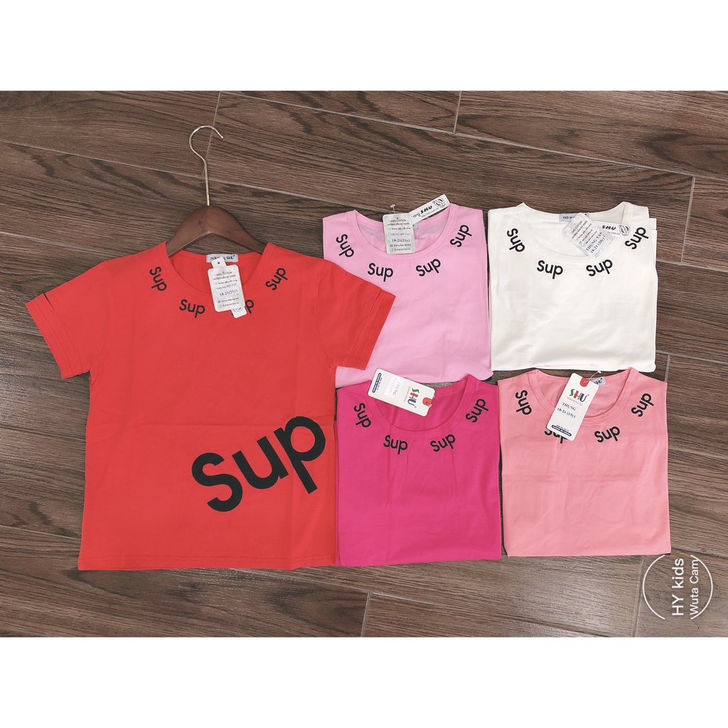 Áo phông bé gái Cotton chữ SUP 22-35kg XHN518