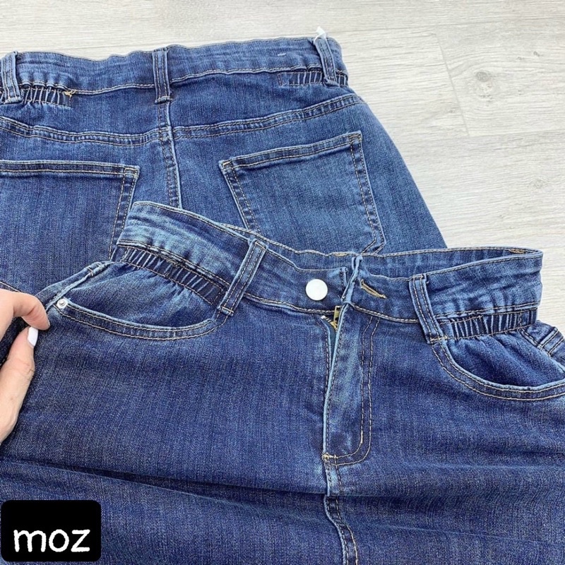 Chân váy bò nữ, Chân váy jeans dáng dài chất co giãn form chuẩn