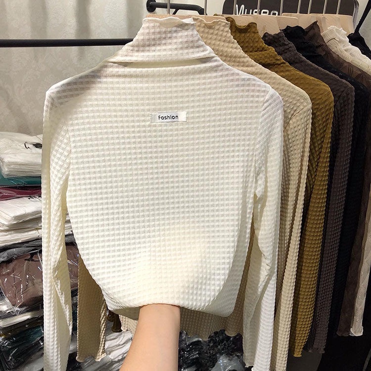 Áo cổ cao tay dài phối lưới thời trang mùa thu cho nữ