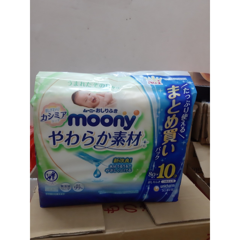 Combo Bịch Giấy Ướt Moony Nội Địa Nhật Bản 76 Tờ