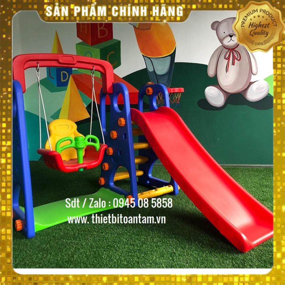 ( có sẳn )  Cầu trượt, Bộ liên hoàn Cầu trượt con voi có bóng rổ màu xanh