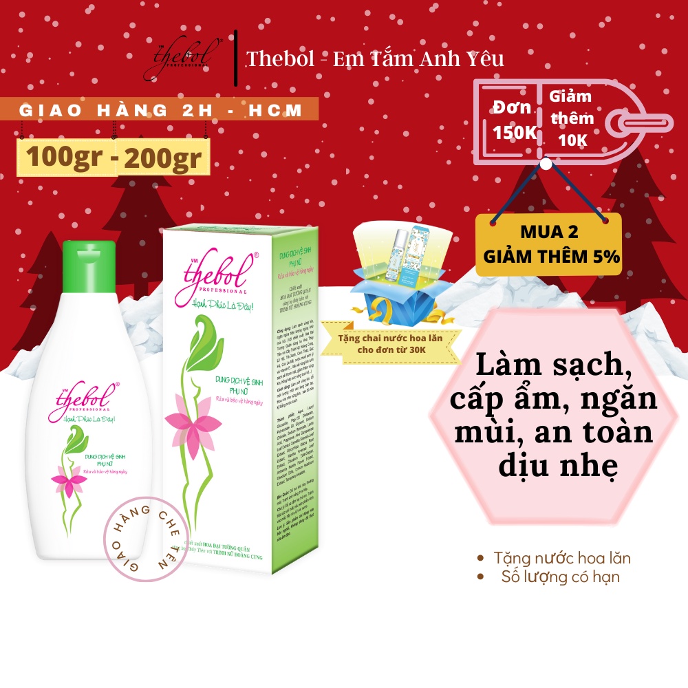 Dung dịch vệ sinh nữ Thebol 100g-200g rửa phụ khoa dạng gel an toàn dịu nhẹ giúp ngăn mùi hôi viêm ngứa và hồng vùng kín