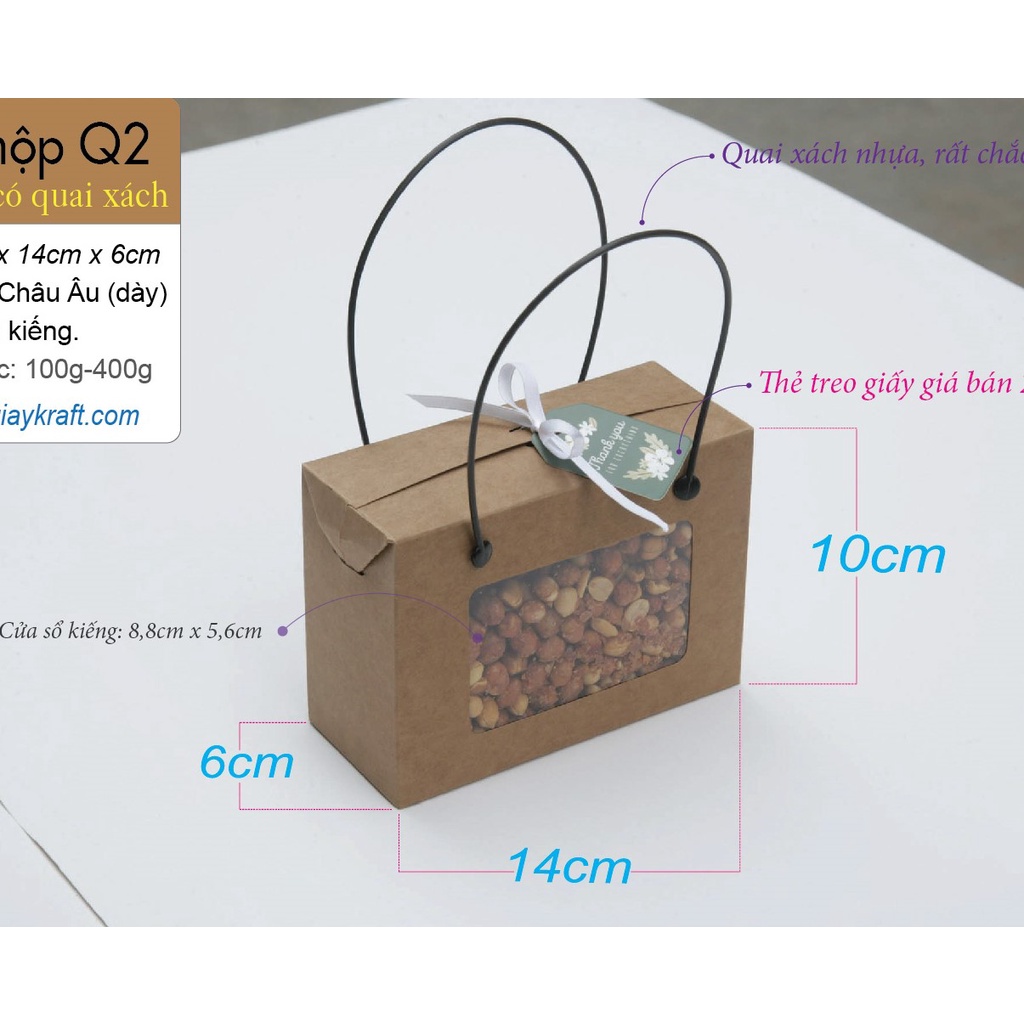10 cái - Hộp giấy kraft đựng quà tặng thực phẩm trái cây đựng được 10 set yến baby = Mã Q2