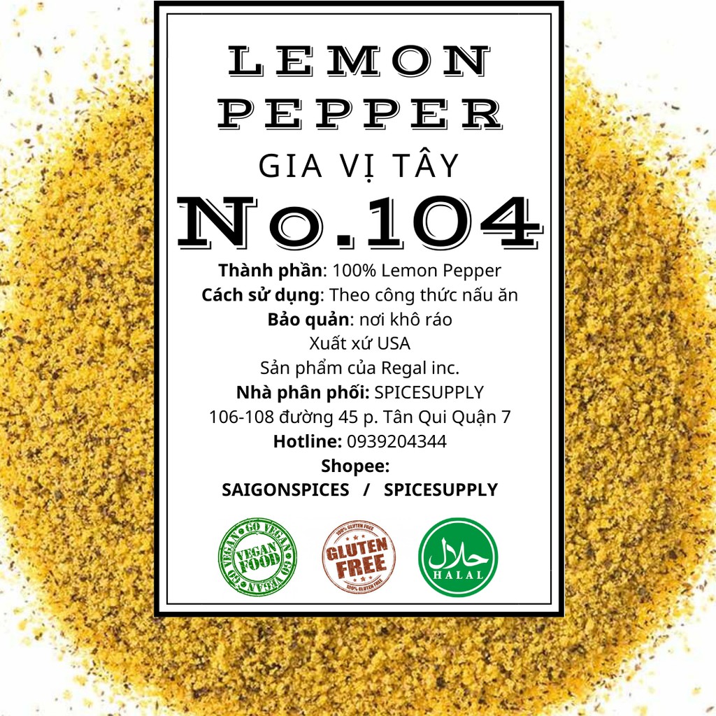 Lemon Pepper - Muối Chanh Vàng SPICESUPPLY Việt Nam gia vị Hũ 120ml