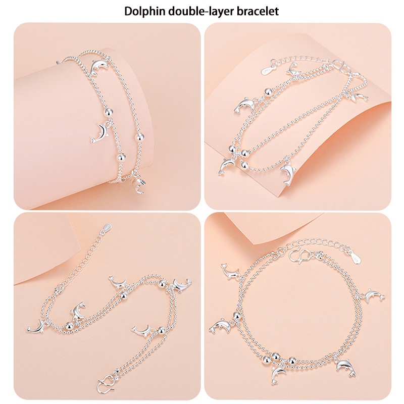 Three Silversmith Bracelets Wholesale Net Red Jewelry Silver Plated Hand Jewelry Round Beads Love Clover Antler Creative Jewelry