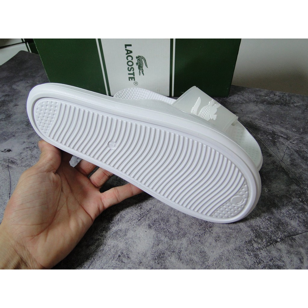 Dép Lacoste KZ xuất dư màu trắng - Rẻ vô địch - Đổi size 7 ngày