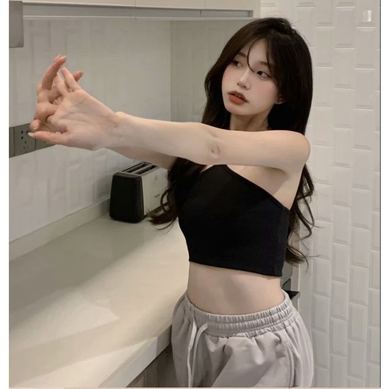 Áo Yếm Hở Lưng Cổ Chữ V Không Tay Dáng Croptop Chất Thun Mặc siêu thích - Moon Underwear
