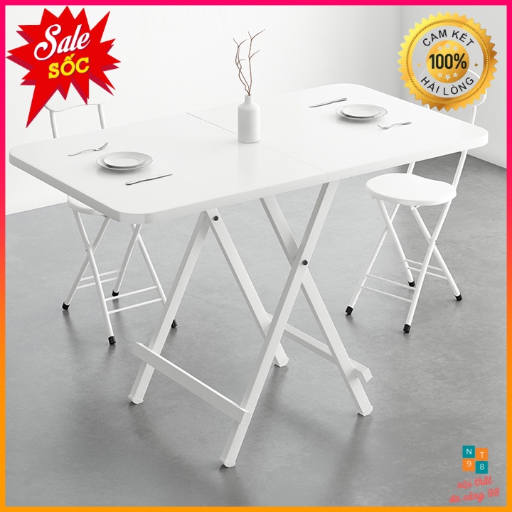 Bàn Ăn Gấp Gọn Tiện Lợi, Bàn Xếp Nhà Bếp, Mặt Gỗ Phủ Melamin, Khung Thép Chắc Chắn Không Gỉ