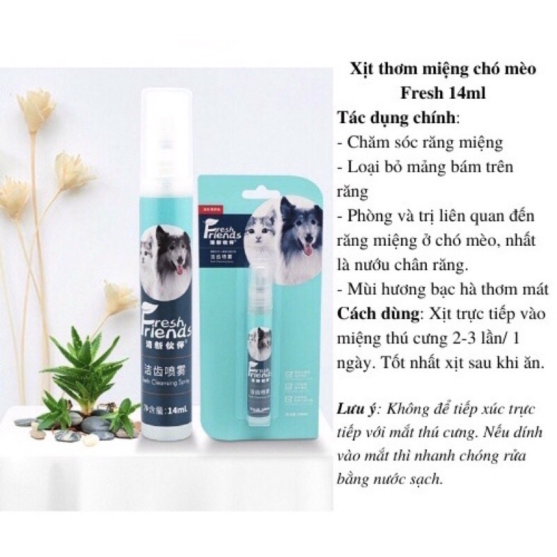 Xịt Thơm Răng Miệng Cho Chó Mèo Fresh Friend Trị Hôi Miệng Cho Thú Cưng ❤️🐈🐶