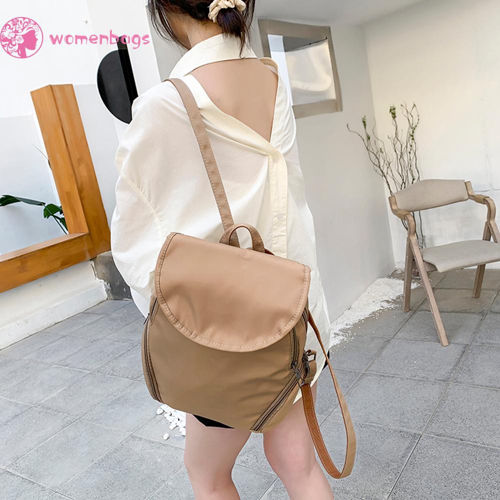 COD√WB❀Women Oxford Cloth Solid Color Backpack Preppy Style Casual Large Handbag