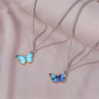 Vòng cổ Mặt Hình Bướm Màu Xanh Dương Thời Trang Đơn Giản Làm Quà Tặng Cho Bạn Gái