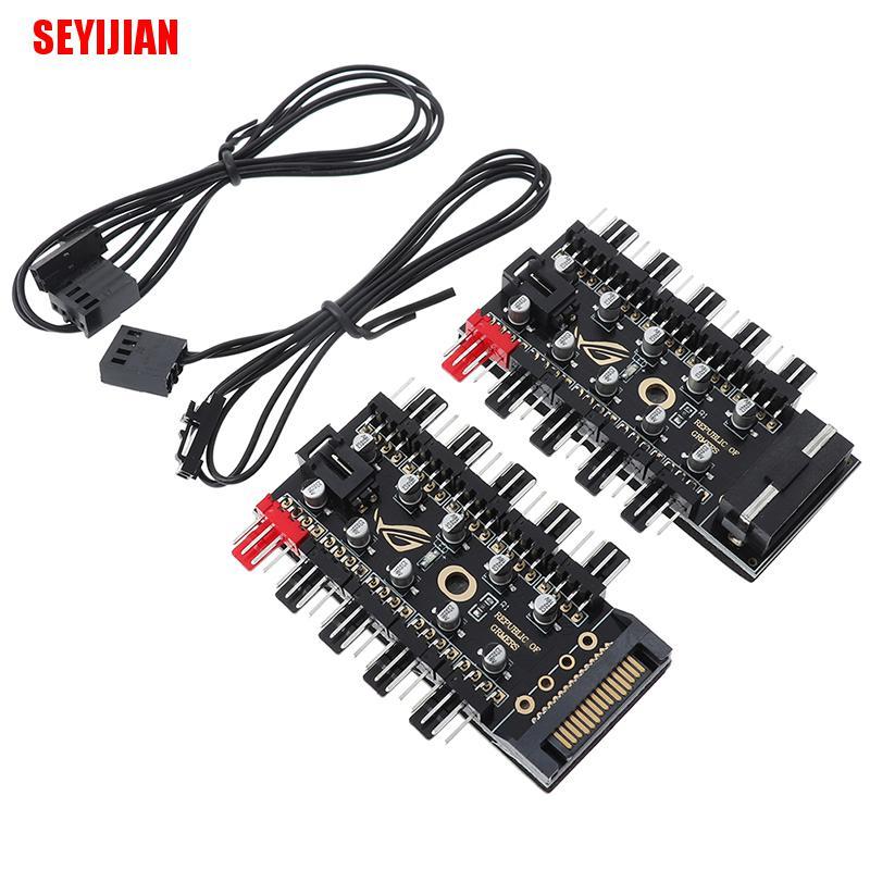 (SEY) Pwm Fan Hub 10 Sata Molex Cooler Cooling Fan Splitter Speed Controller Adapter