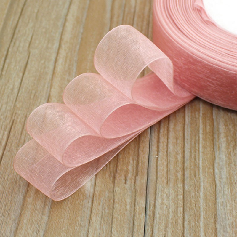 Cuộn dây ruy băng 50 yard vải organza phối ren dùng để gói quà tặng trang trí Giáng Sinh