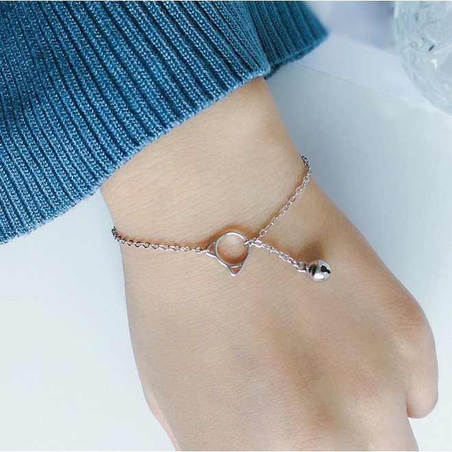 Vòng tay free size mèo con và chuông nhỏ đáng yêu VTAY07