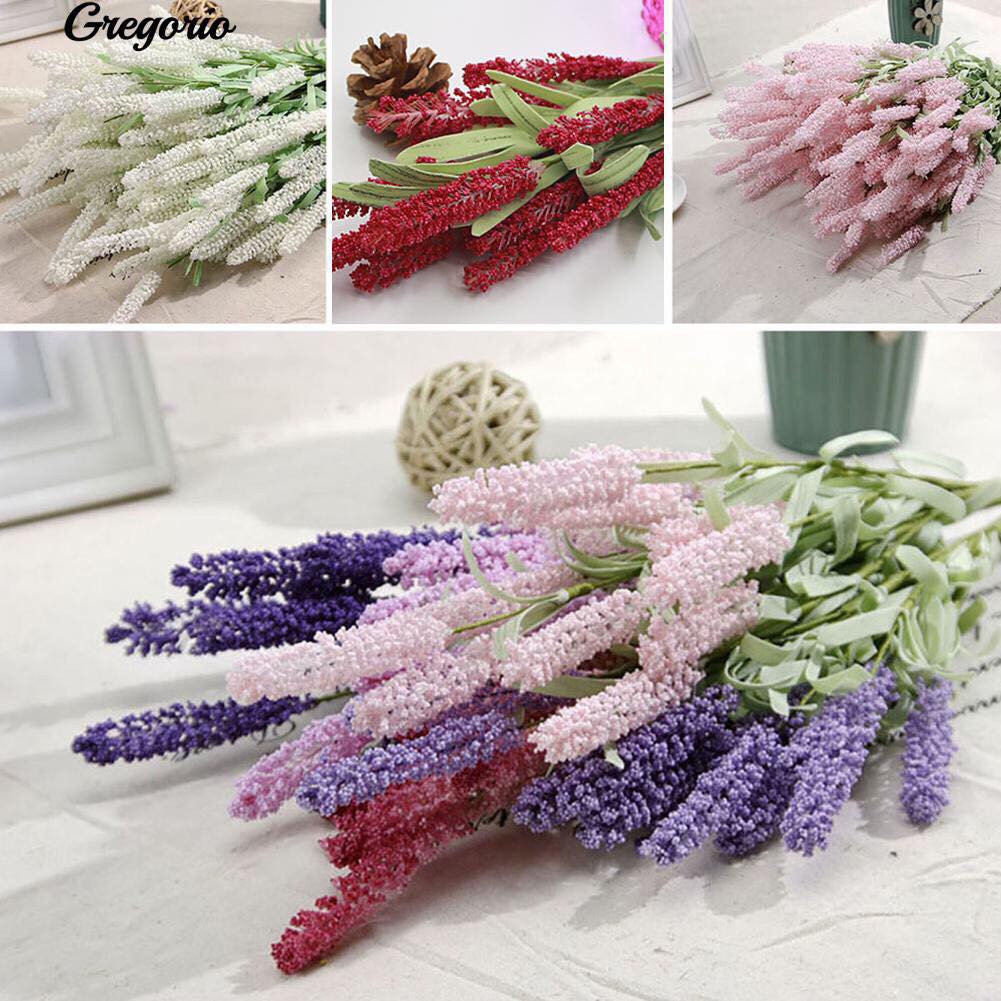 Hoa giả, cành 12 bông lavender, hoa oải hương hạt xốp trang trí phong cách Pháp LAV-12