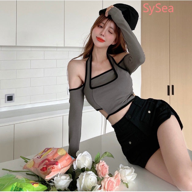 Áo Croptop Lệch Tà Quyến Rũ Thời Trang Cho Nữ