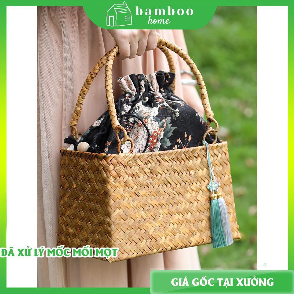 Túi xách tay mây tre đan cói thời trang - Giỏ mây tre - The bamboo