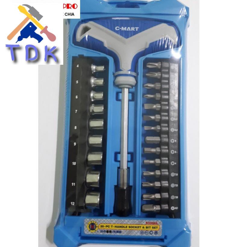 BỘ TUÝP VÀ TUỐC NƠ VÍT ĐA NĂNG 25 CHI TIẾT C-MART K0006A