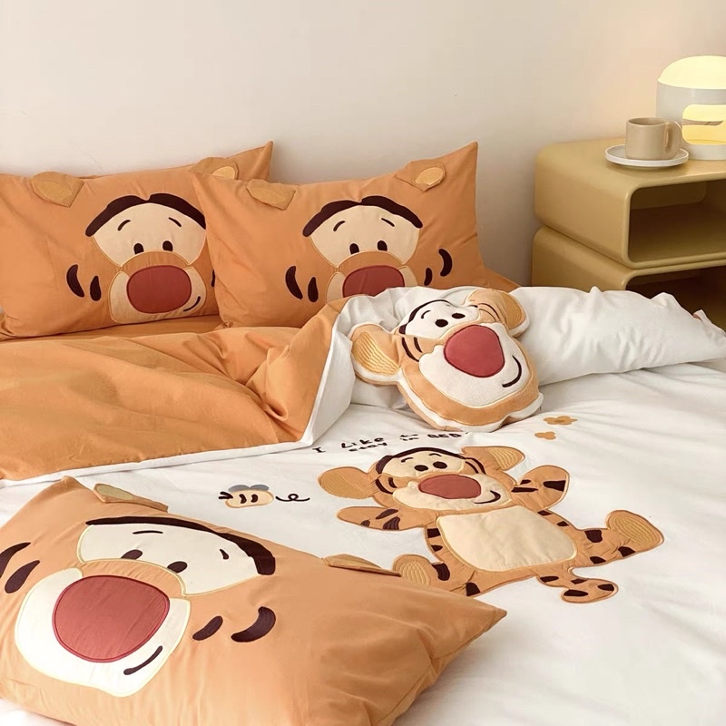 Bộ chăn ga gối mẫu HỔ CON - Cotton Line Disney thêu họa tiết ngộ nghĩnh, set 5 món sẵn hàng