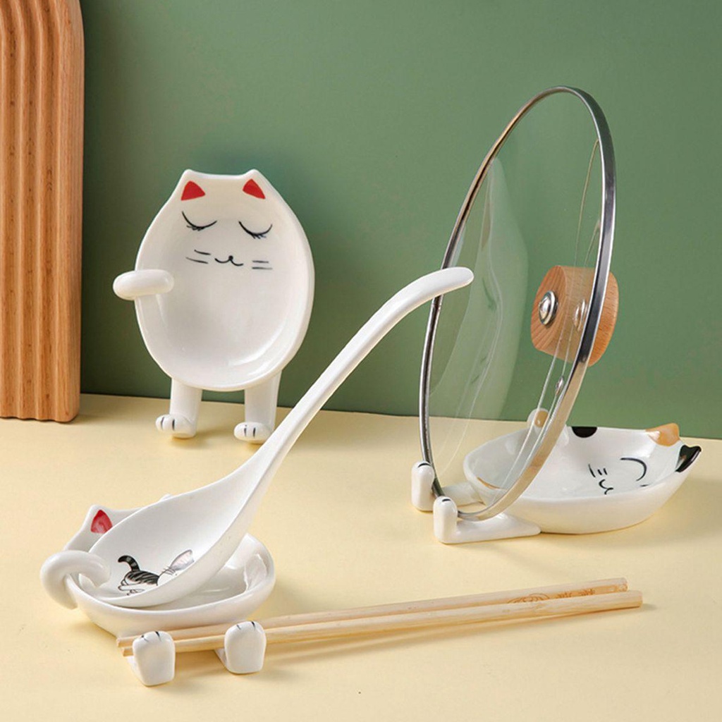 Giá Đỡ Muỗng Hình Mèo Hoạt Hình Dành Cho Nhà Bếp