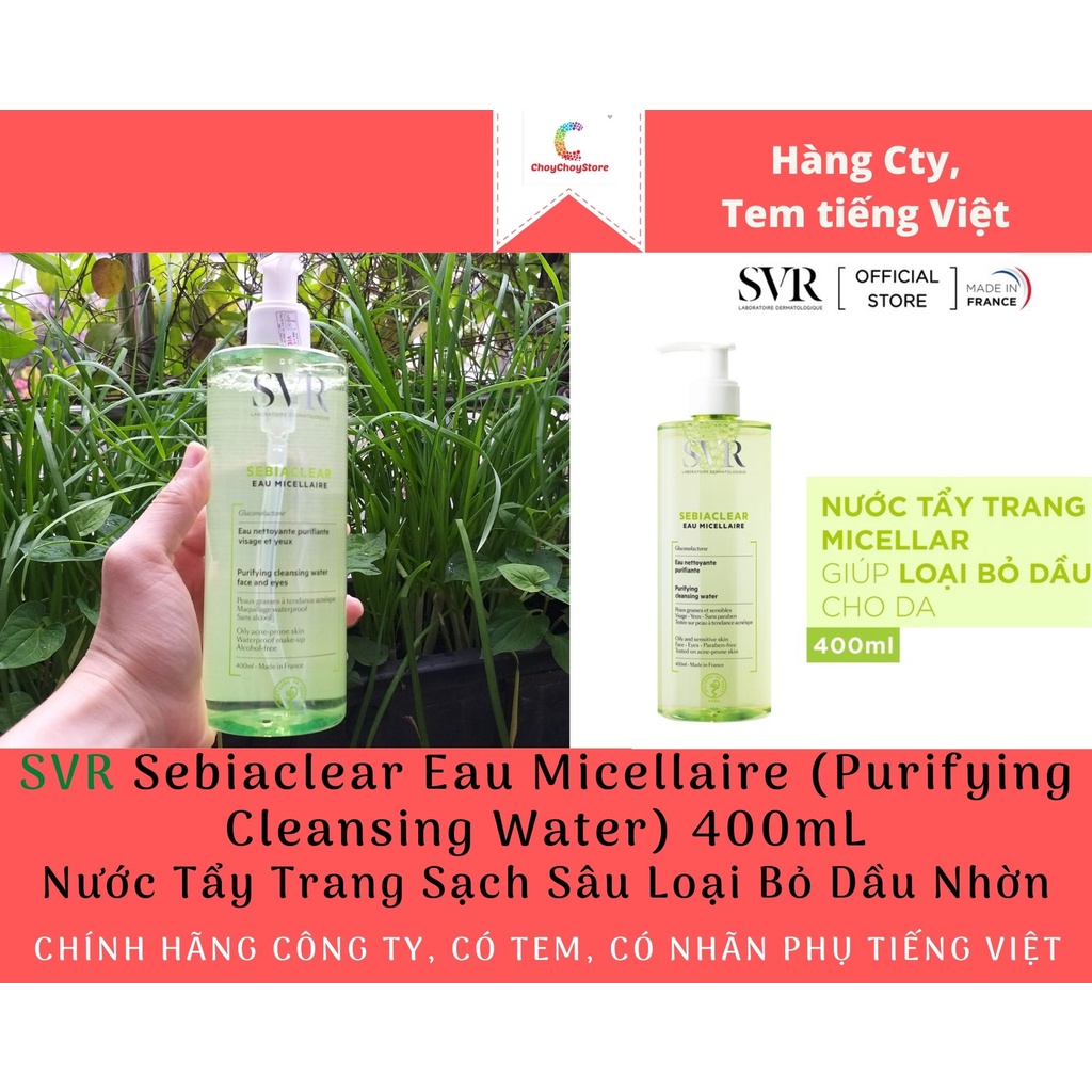 [TEM VIỆT NỮ] Nước Tẩy Trang SVR Sebiaclear Eau Micellaire 400mL -  Sạch Sâu Loại Bỏ Dầu Nhờn