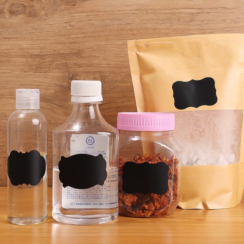 1 Tấm Nhãn Dán PVC Phân Loại Màu Đen Chống Thấm Nước Trang Trí Lọ Thủ Công